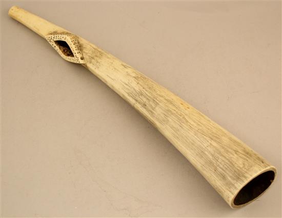 A 19th century or earlier African ivory oliphant, 15.5in.